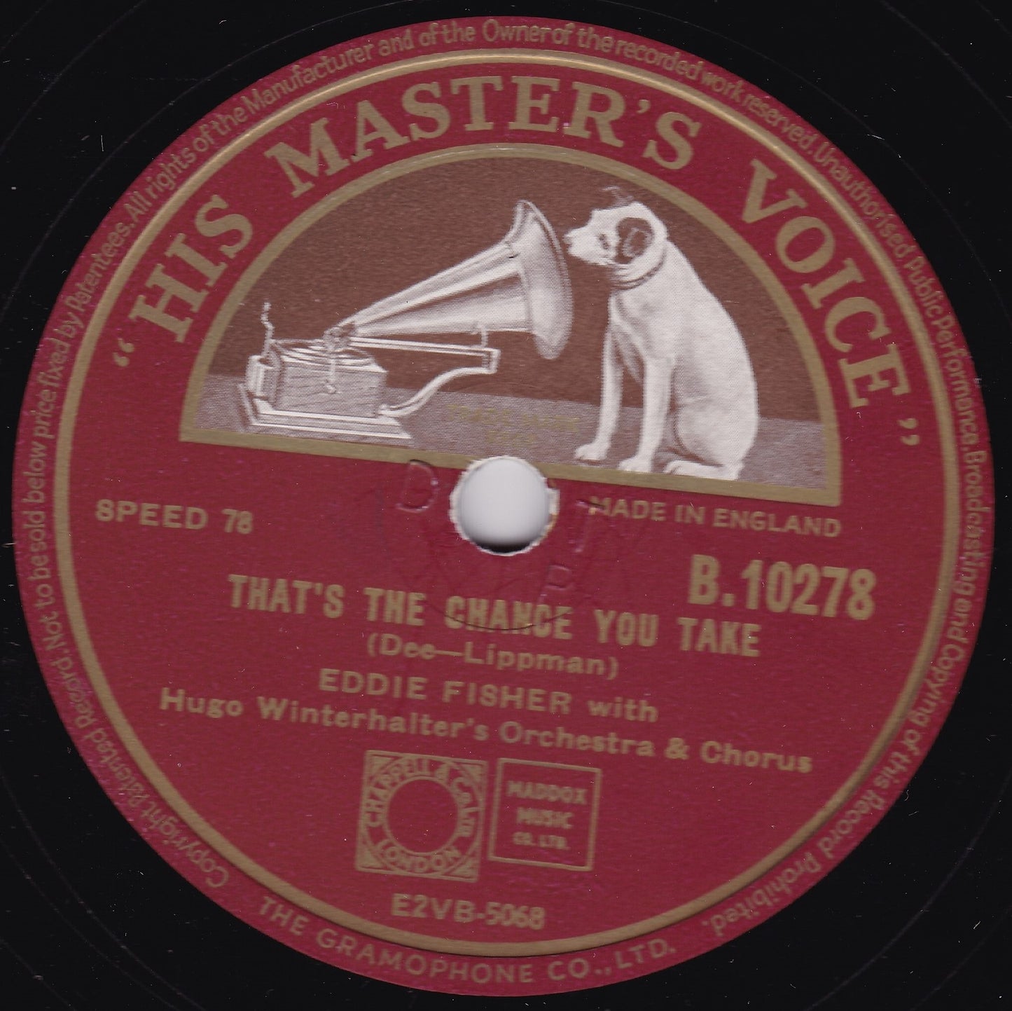 Eddie Fisher – That's The Chance You Take / I'm Yours 10" shellac VG/-
