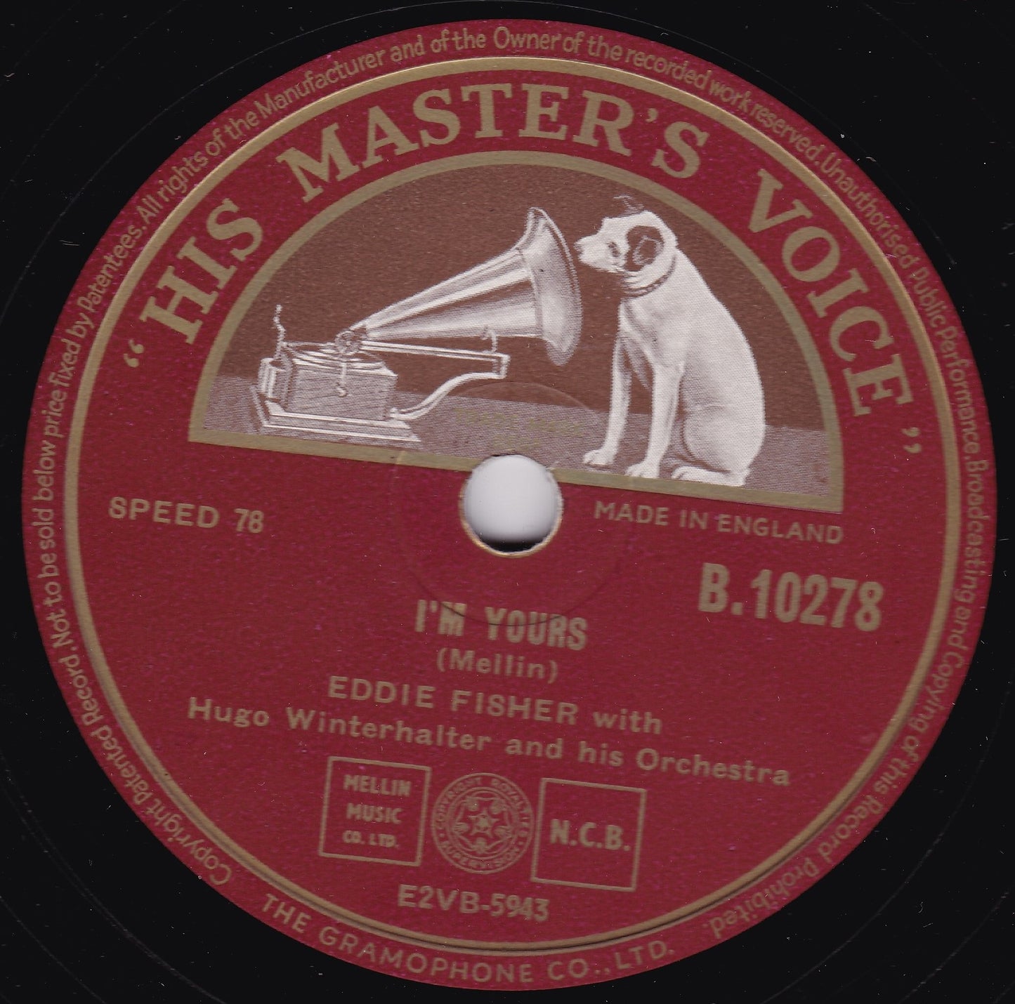 Eddie Fisher – That's The Chance You Take / I'm Yours 10" shellac VG/-
