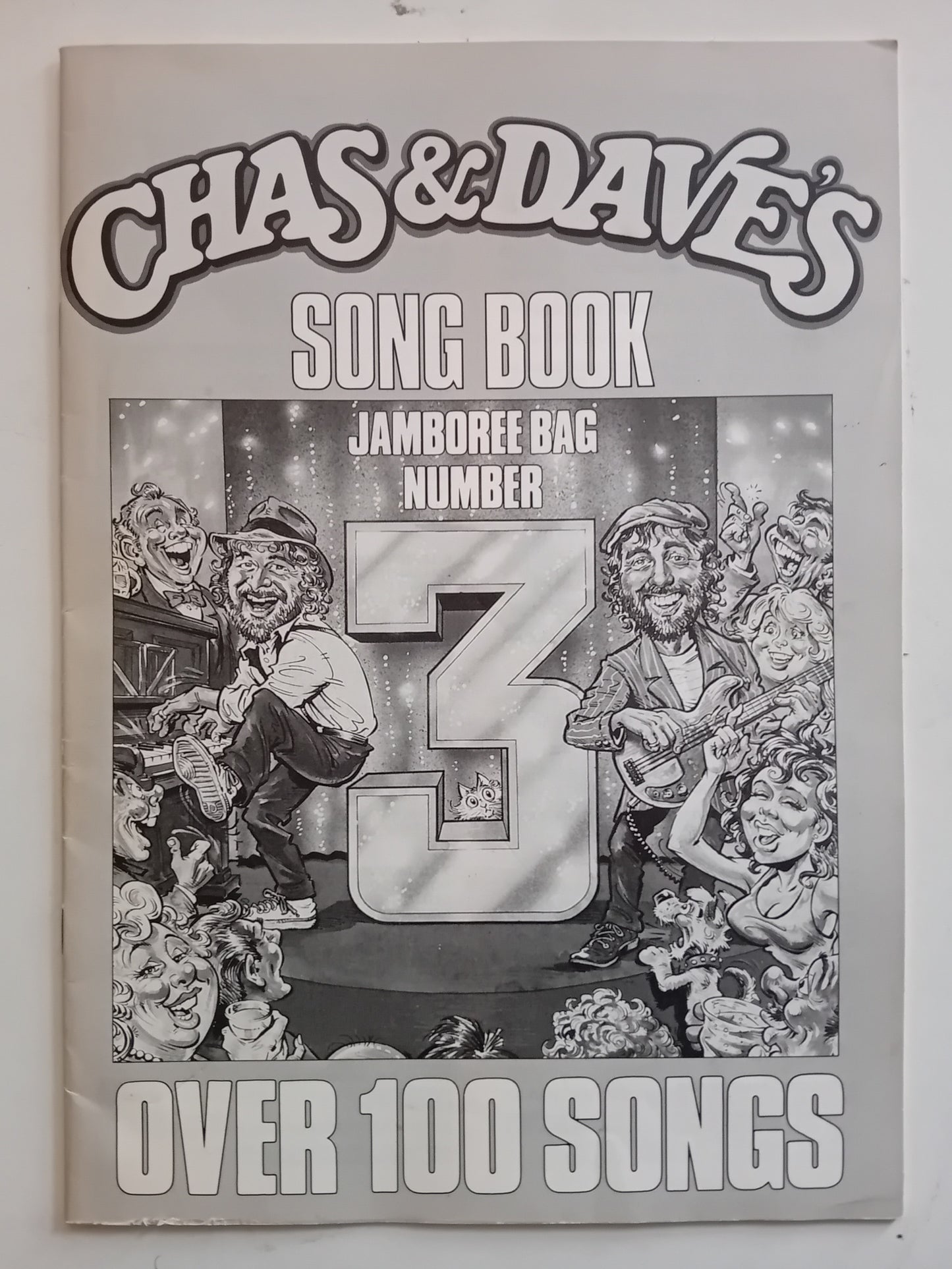 Cover of 'Chas & Dave's Song Book Jamboree Bag Number 3' with illustrations and text.