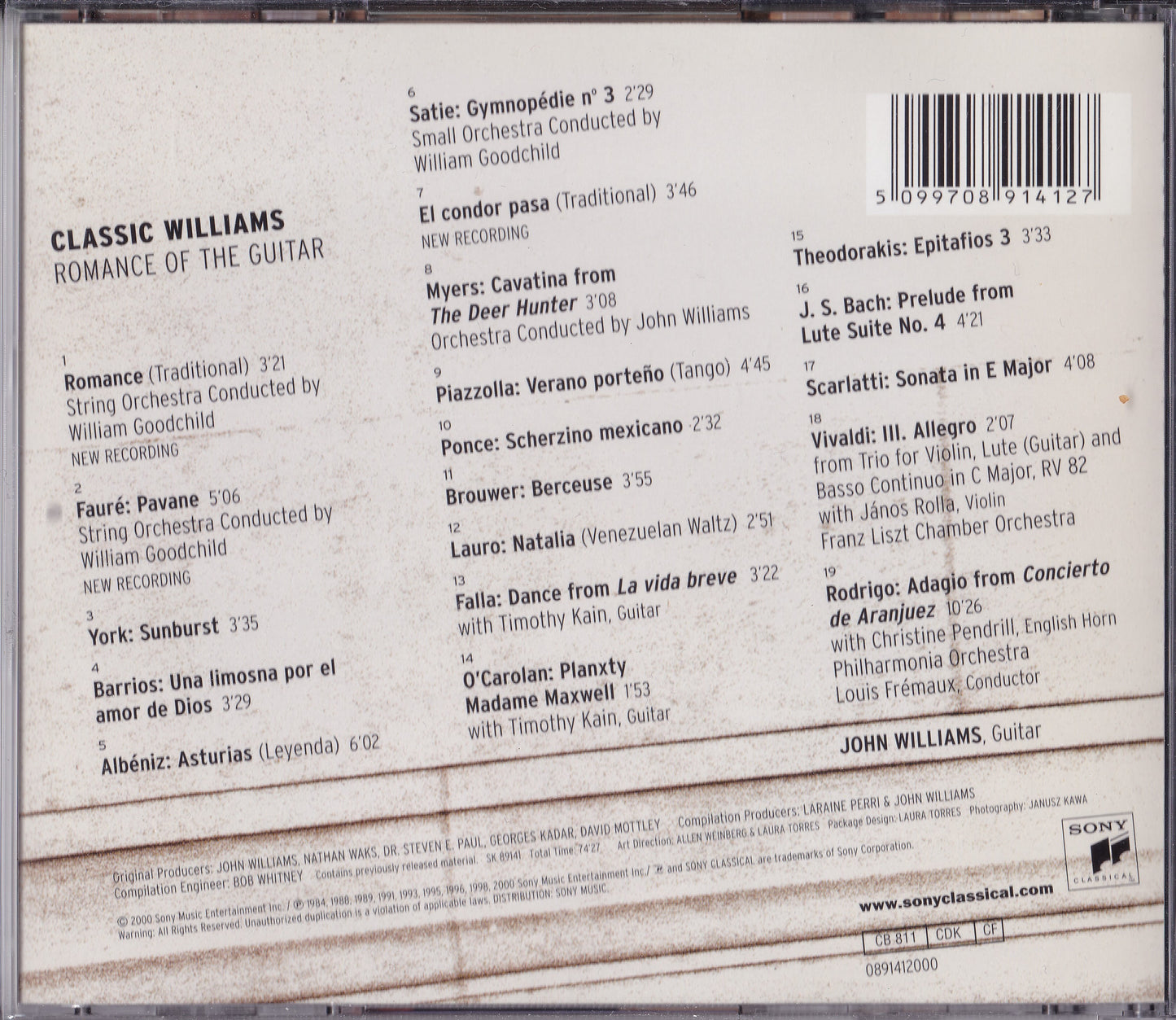 John Williams - Classic Williams: Romance Of The Guitar (2000) CD album