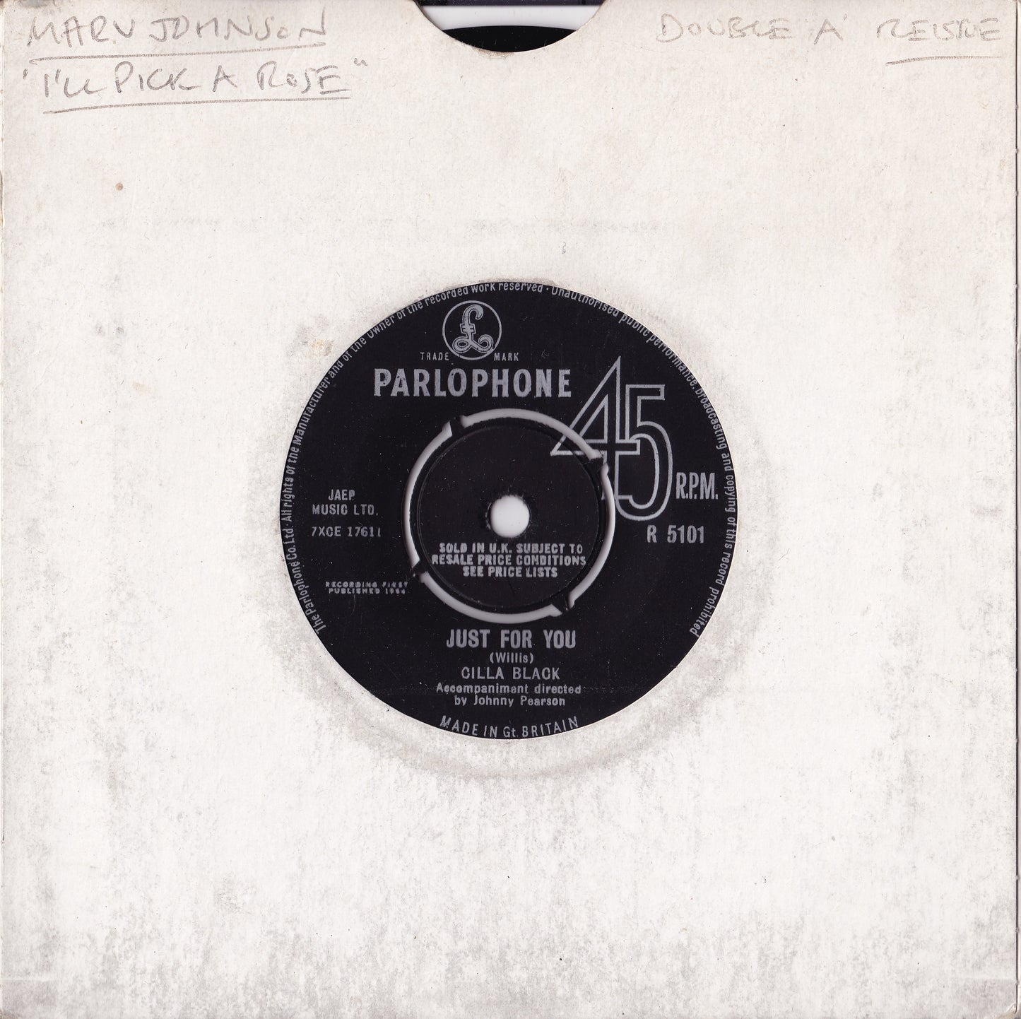 Cilla Black – Anyone Who Had A Heart (Parlophone 1964) 7" vinyl single VG/-