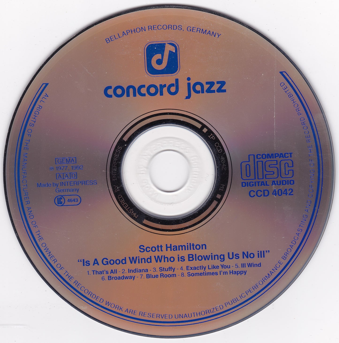 Scott Hamilton Is A Good Wind Who Is Blowing Us No Ill CD album