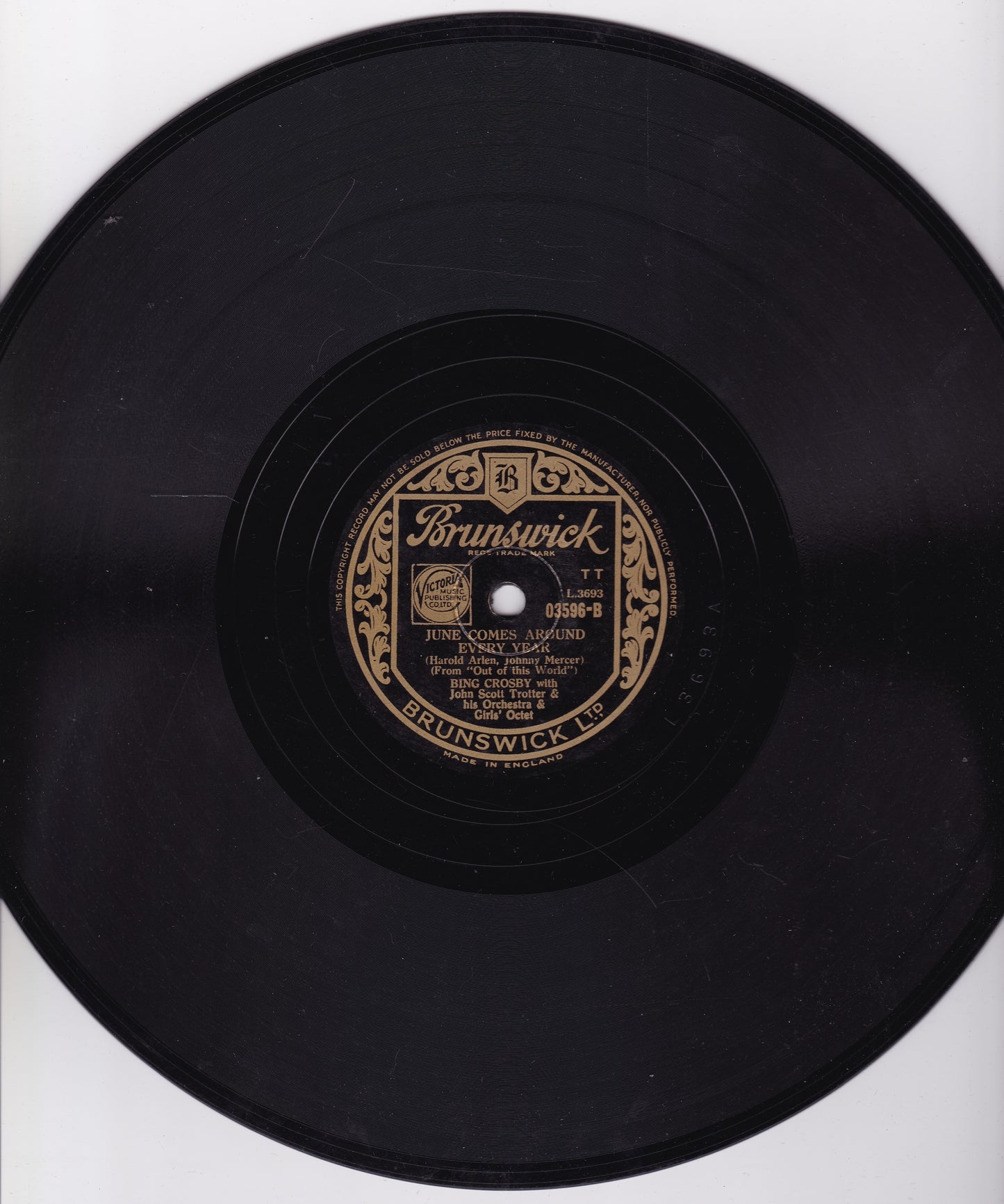 Bing Crosby – Out Of This World / June Comes Around Every Year 10" shellac VG/-