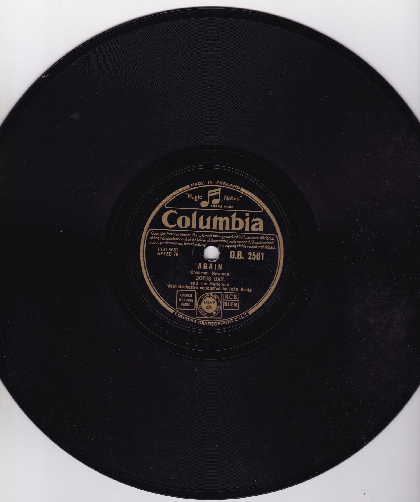 Doris Day – Everywhere You Go / Again (Columbia 1949) 10" shellac VG/-