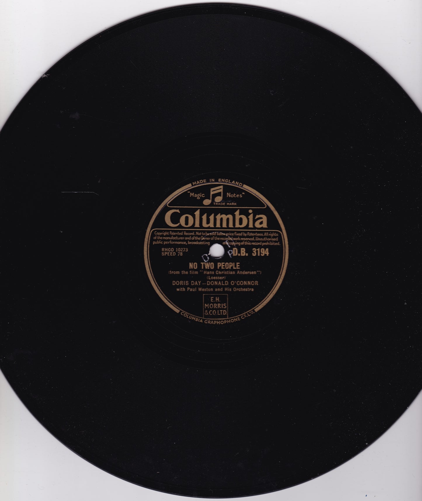 Doris Day – No Two People / You Can't Lose Me (Columbia 1952) 10" shellac VG/-