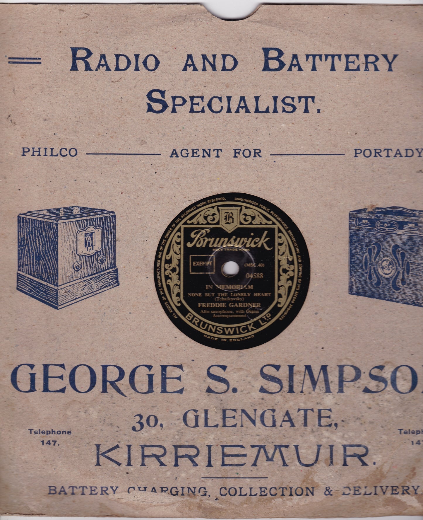 Freddie Gardner – I Hear You Calling Me (Brunswick) 10" shellac VG/G+