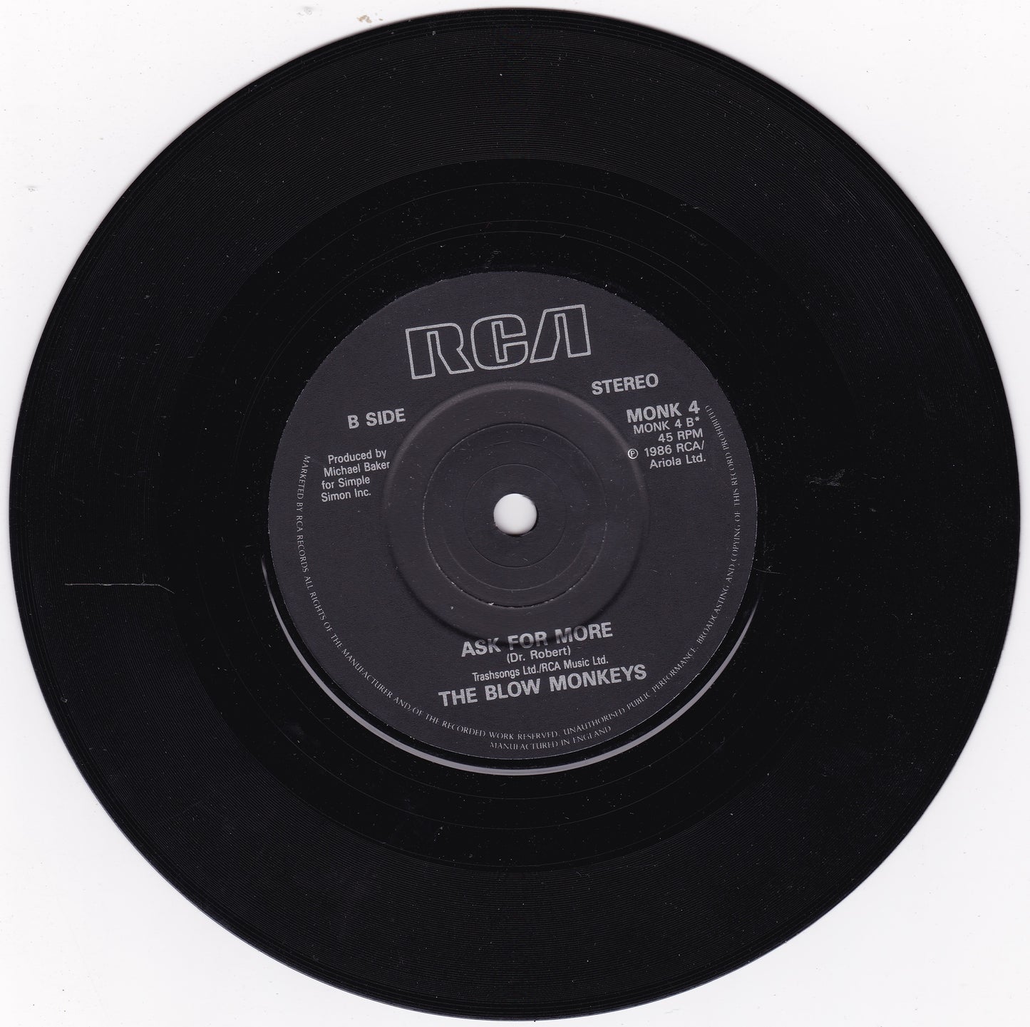 The Blow Monkeys – It Doesn't Have To Be This Way (RCA 1987) 7" vinyl single P/S VG/P