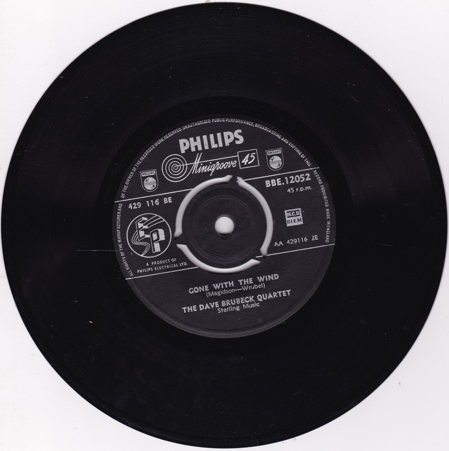 Dave Brubeck Quartet – Don't Worry 'Bout Me (Philips 1956) 7" vinyl P/S EP VG/G+