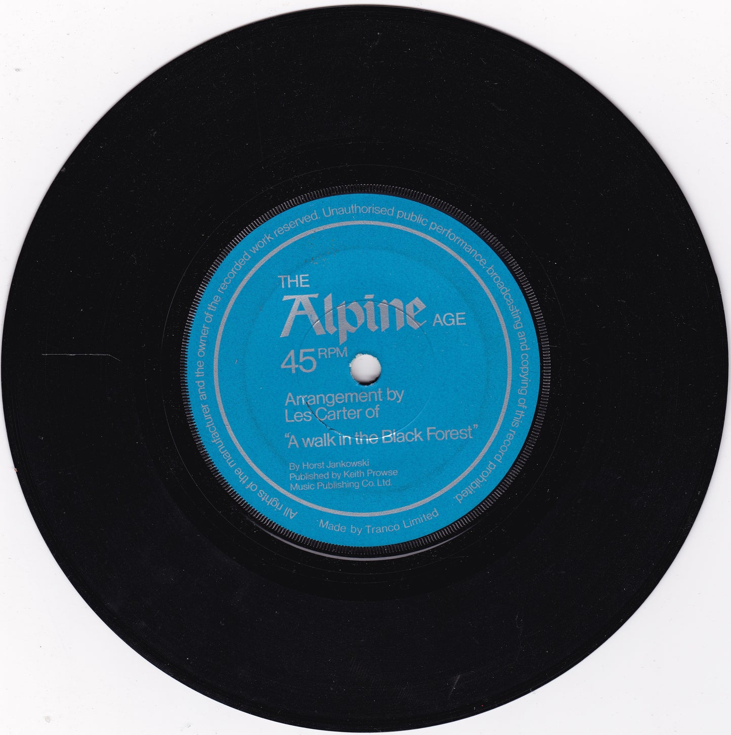 Les Carter – The Alpine Age (Alpine Lager) single-sided promo 7" vinyl VG/-