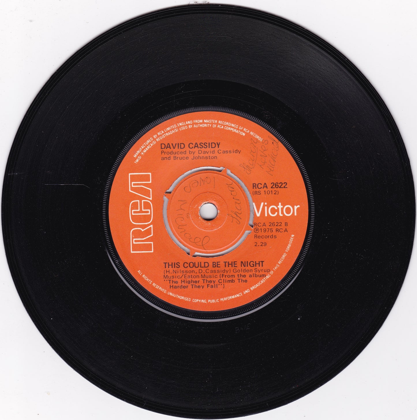 David Cassidy – Darlin' (Bell 1975) 7" vinyl single G+/-