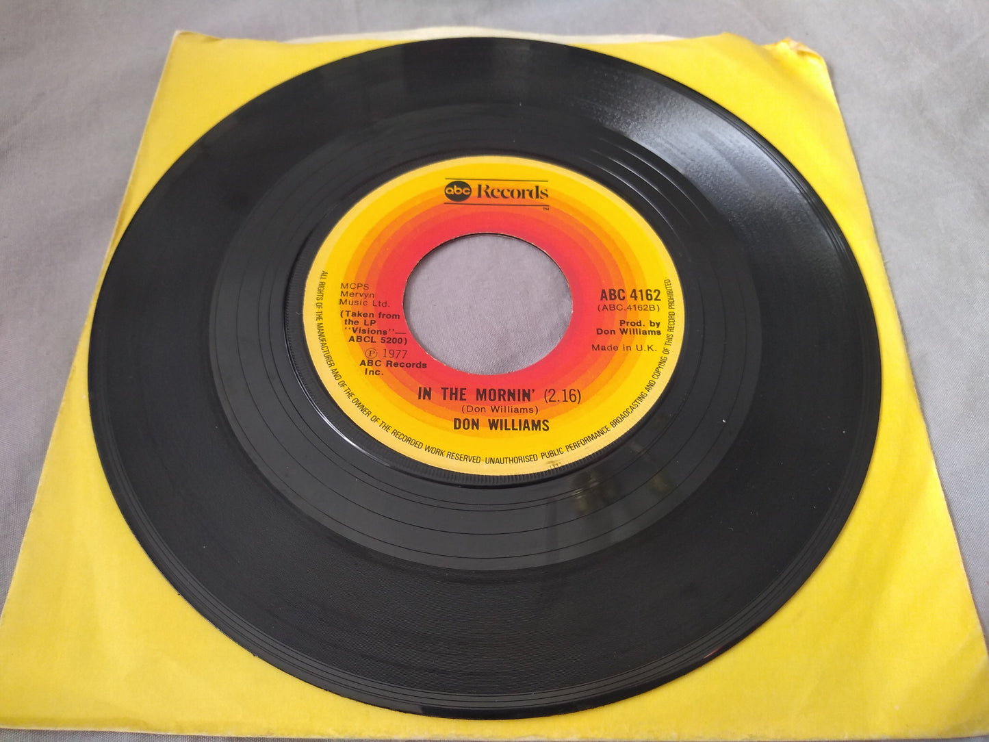 Don Williams – Cup O' Tea (ABC 1977) 7" vinyl single VG/VG jukebox centre