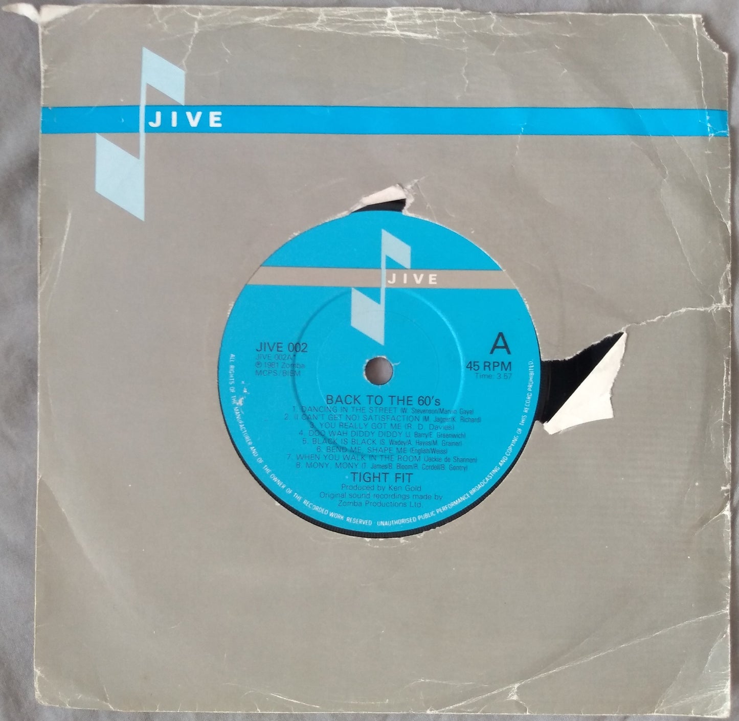 Tight Fit - Back To The 60's (Jive 1981) 7" vinyl P/S single VG/G