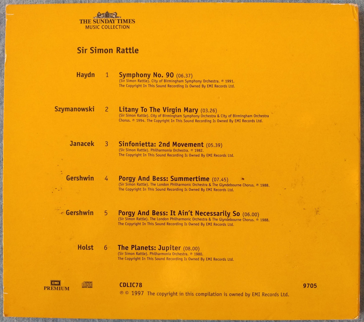 Sir Simon Rattle - Sir Simon Rattle (Sunday Times 1997) CD album