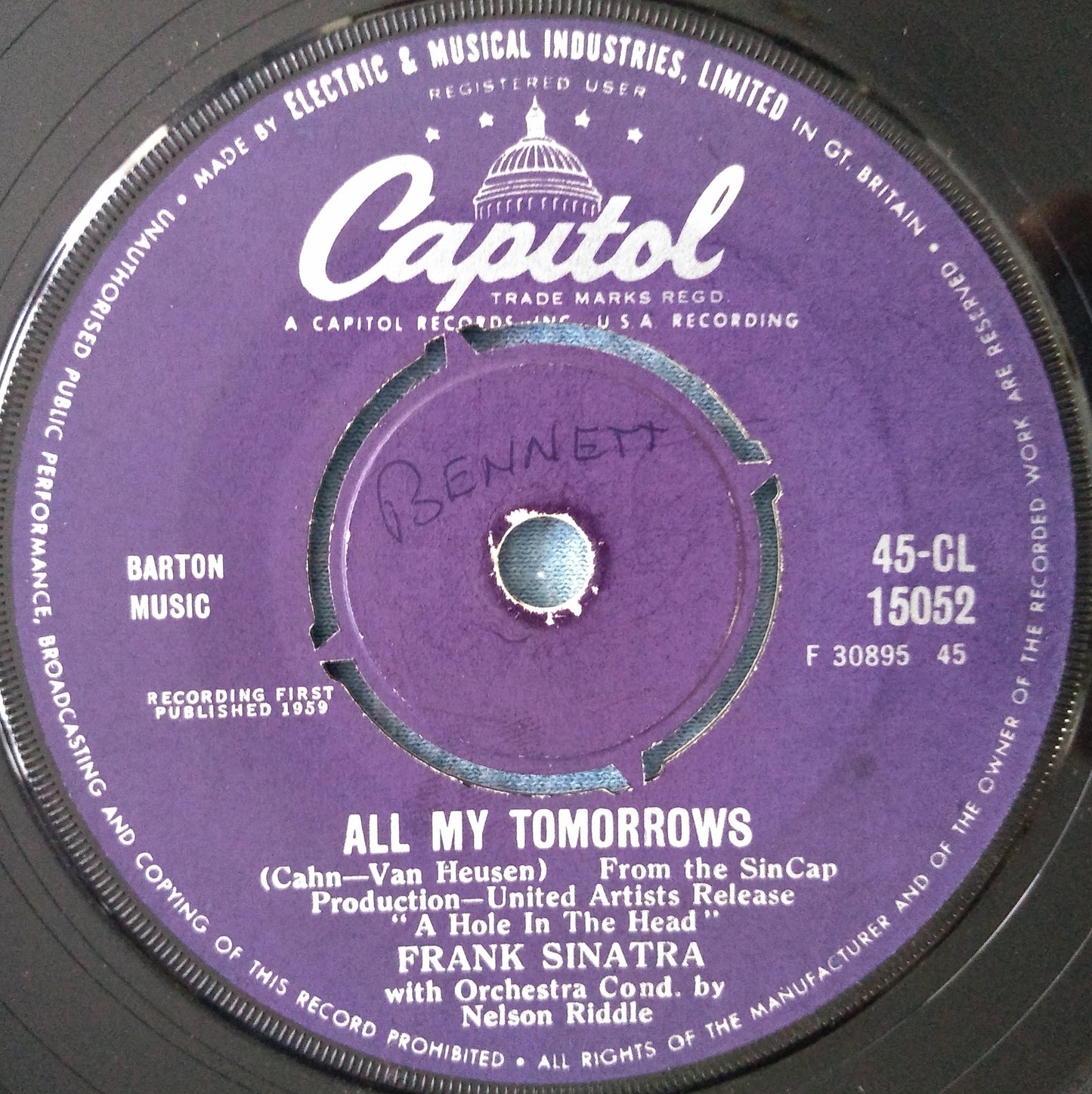 Frank Sinatra – High Hopes (Capitol 1959) 7" vinyl single VG/-