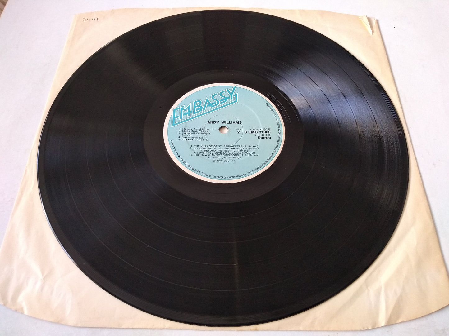 Andy Williams – Andy Williams (Embassy 1973) 12" vinyl LP VG/VG