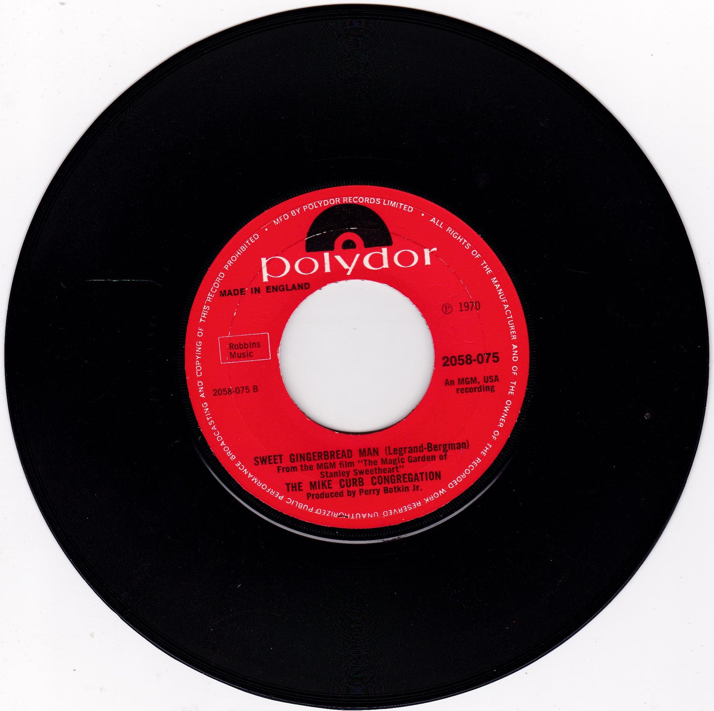 The Mike Curb Congregation – Burning Bridges (Polydor 1970) 7" vinyl single G+/- jukebox