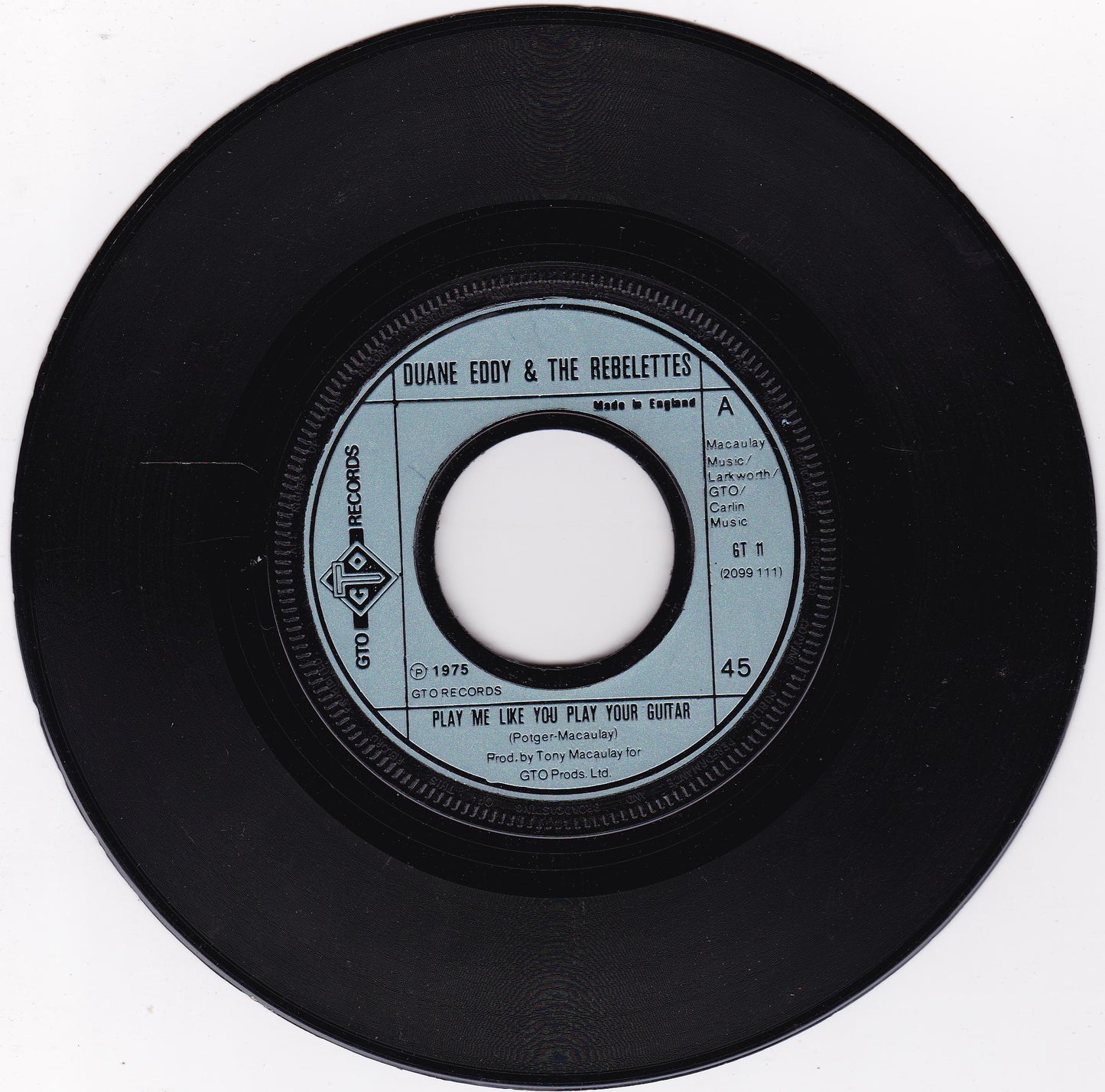 Duane Eddy – Play Me Like You Play Your Guitar (GTO 1975) 7" vinyl single G+/-