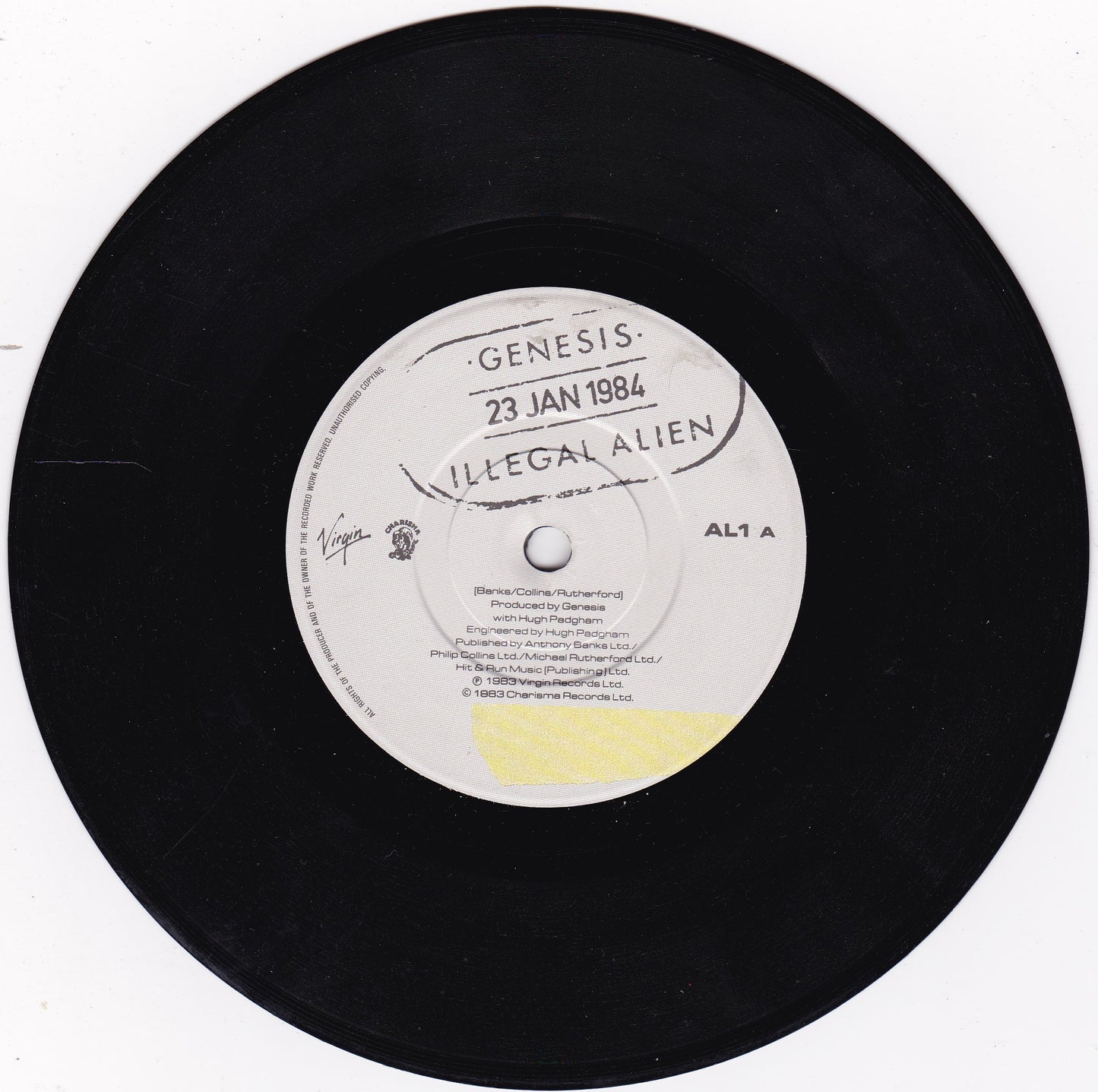 Genesis – Illegal Alien (Virgin 1984) 7" vinyl P/S single G+/G+