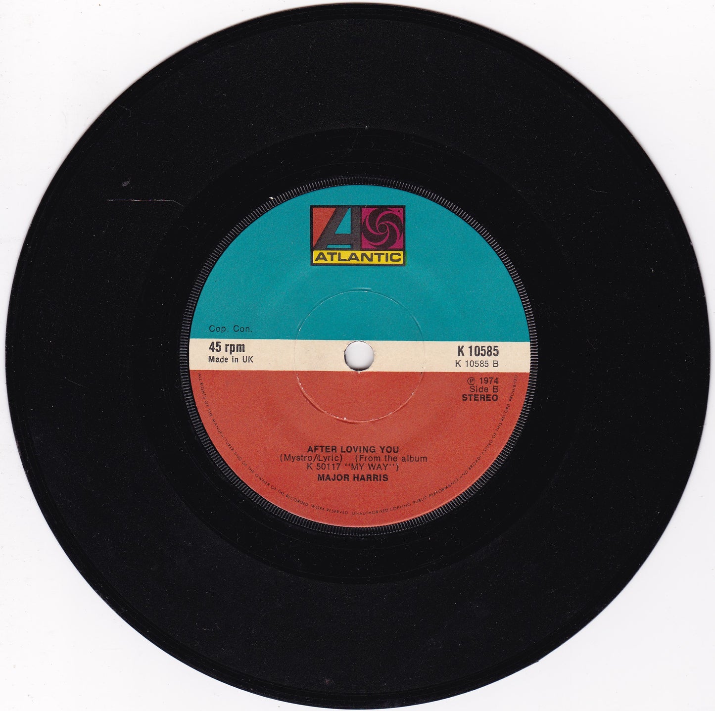 Major Harris – Love Won't Let Me Wait (Atlantic 1974) 7" vinyl single G+/-