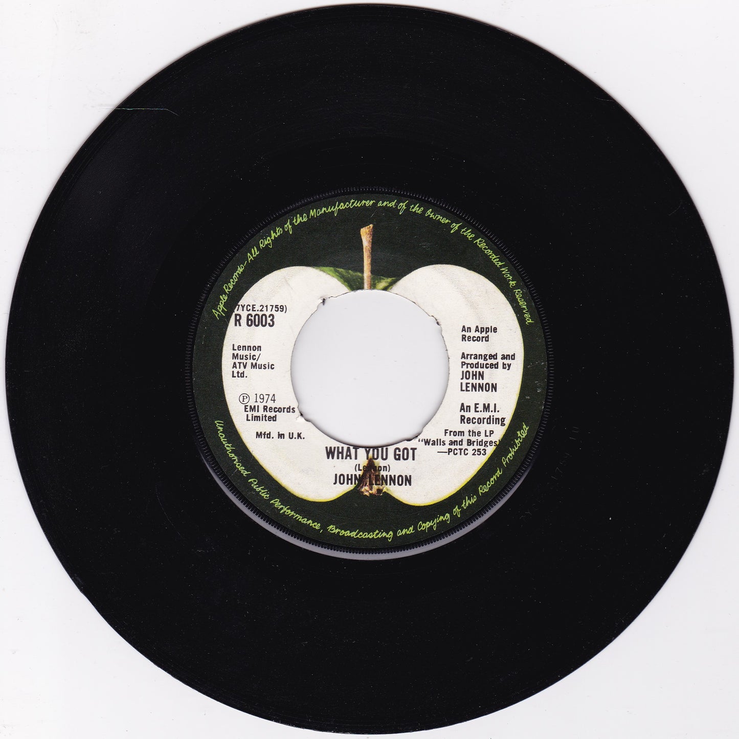 John Lennon – #9 Dream (Apple 1975) 7" vinyl single G+/- jukebox centre