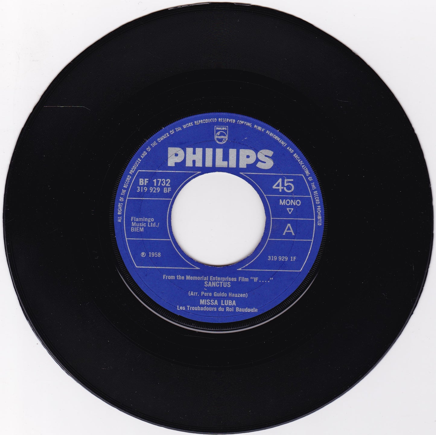 Missa Luba - Sanctus (Philips 1958) 7" vinyl single G+/- jukebox