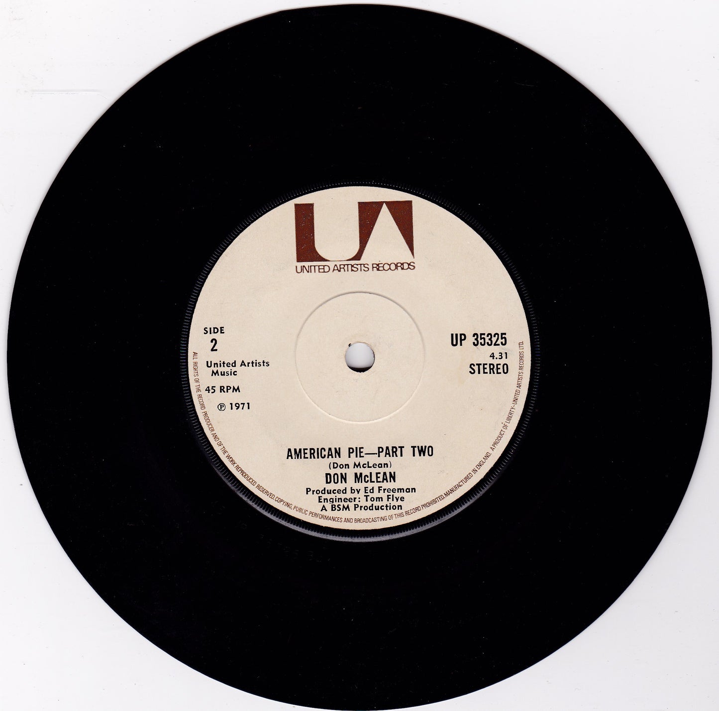 Don McLean – American Pie (UA 1971) 7" vinyl single G+/-