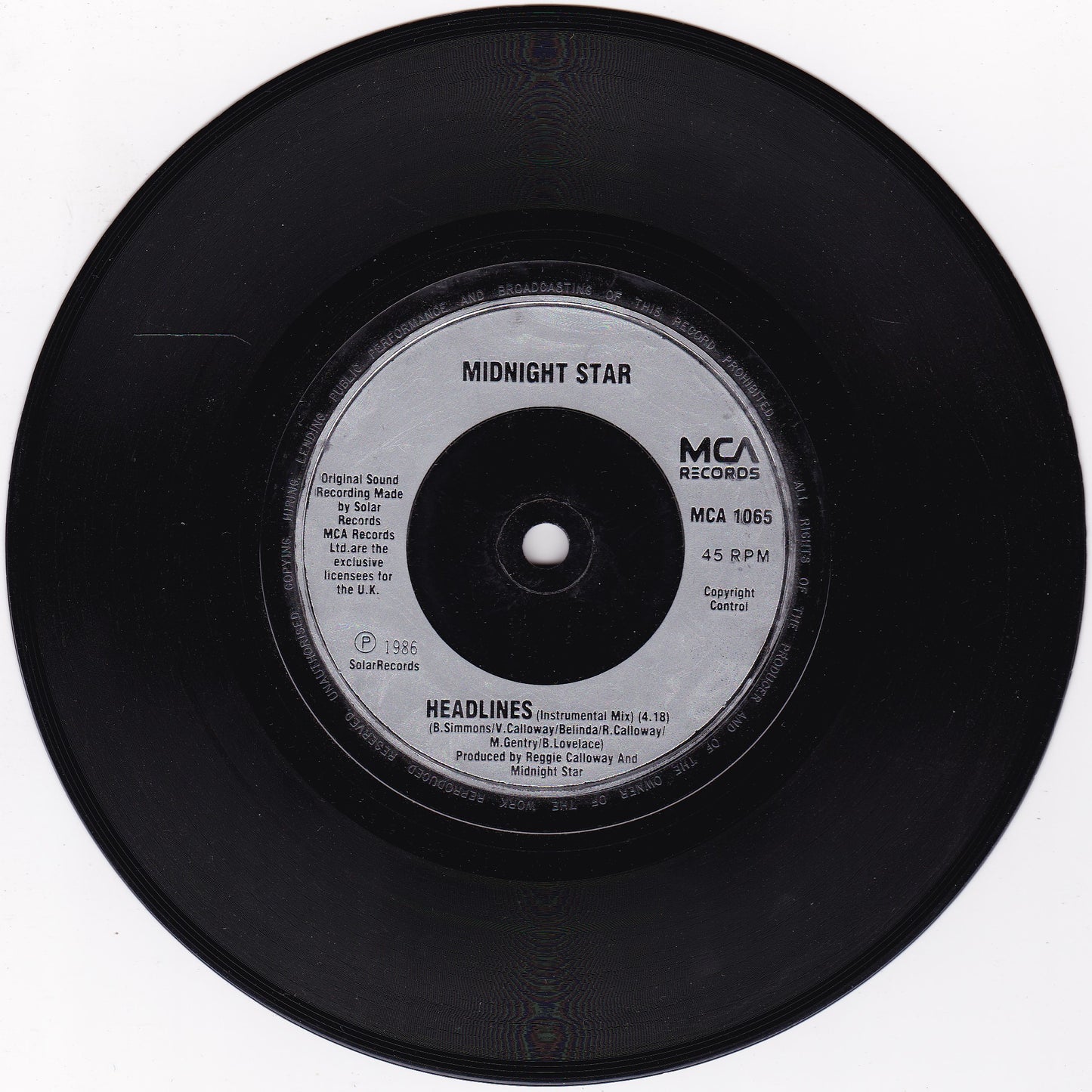 Midnight Star – Headlines (7" Pop Mix) (MCA 1986) 7" vinyl single G+/-