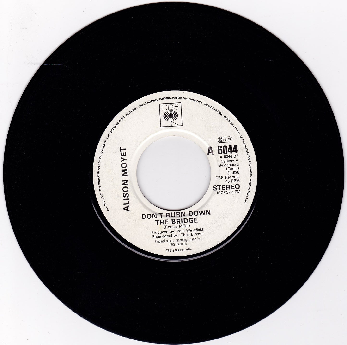 Alison Moyet - That Ole Devil Called Love (CBS 1985) 7" vinyl single VG/- jukebox