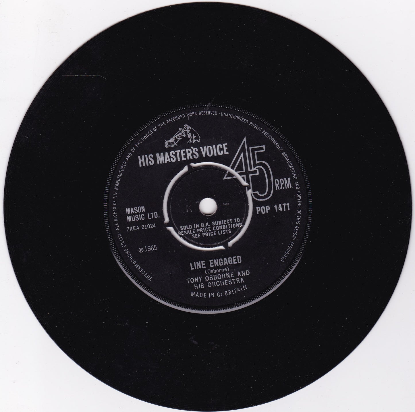 Tony Osborne And His Orchestra – Blue Bolero (HMV 1965) 7" vinyl single VG/-