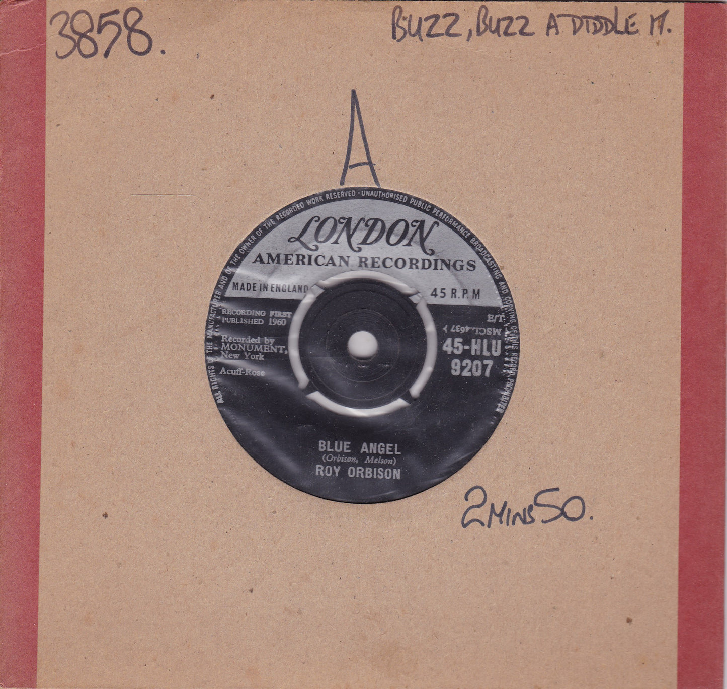 Roy Orbison – Blue Angel (London 1960) 7" vinyl single G+/-