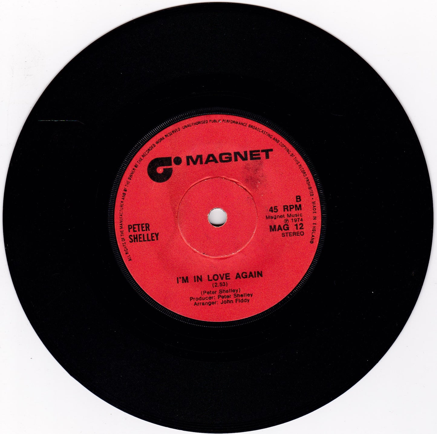 Peter Shelley – Gee Baby (Magnet 1974) 7" vinyl single G+/VG