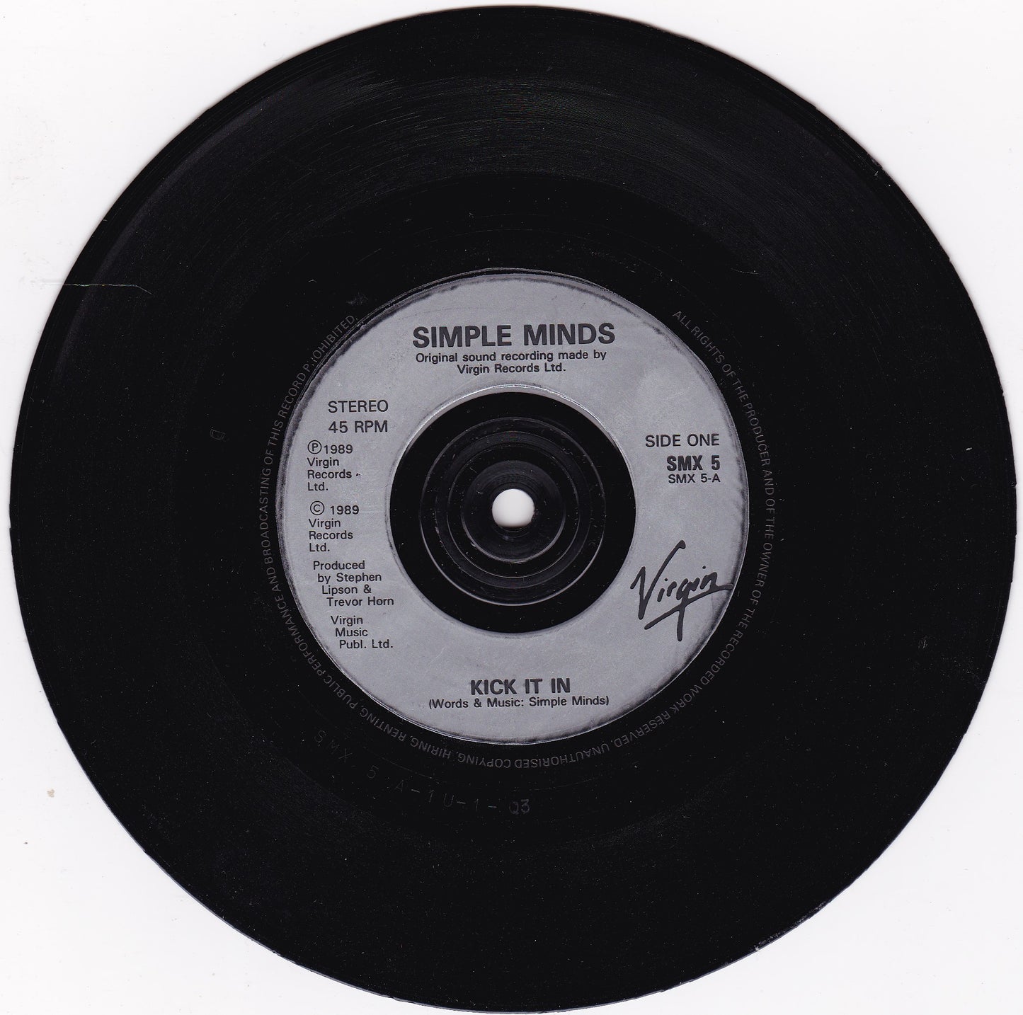 Simple Minds – Kick It In (Virgin 1989) 7" vinyl single G+/-