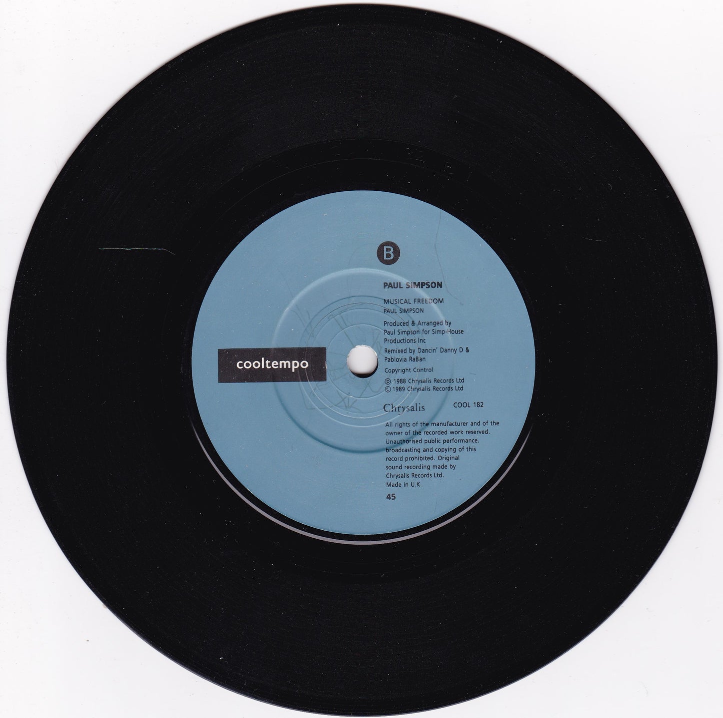 Paul Simpson Featuring Adeva – Musical Freedom (Moving On Up) 7" vinyl P/S single G+/VG