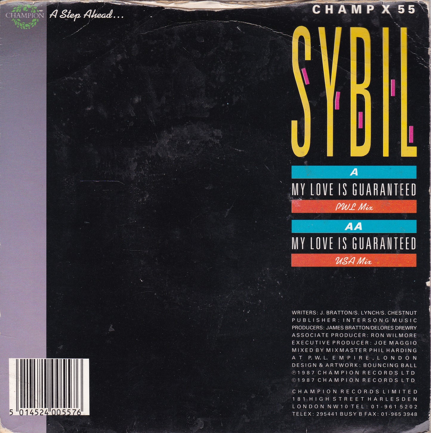 Sybil – My Love Is Guaranteed (Champion 1987) 7" vinyl single G+/VG