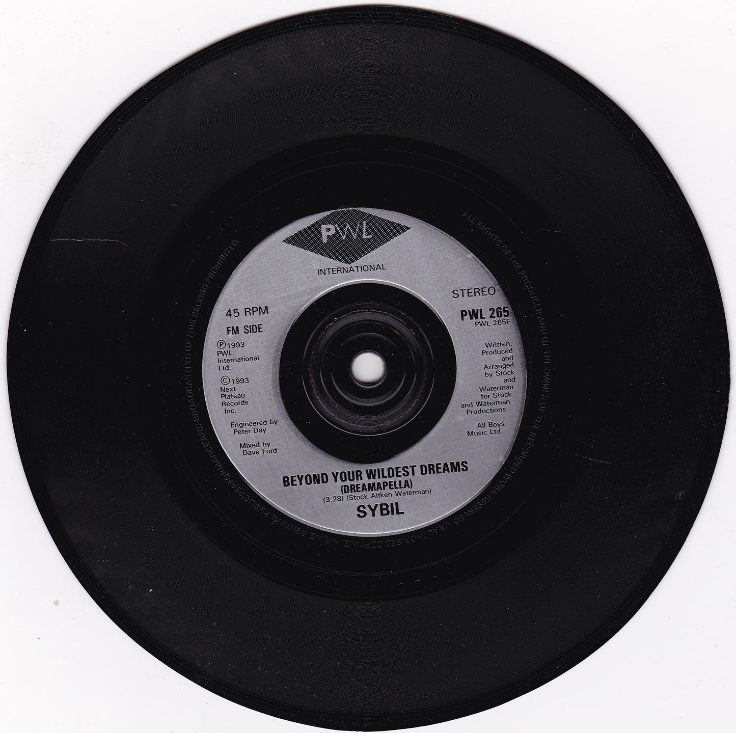 Sybil – Beyond Your Wildest Dreams (PWL1993) 7" vinyl single G+/VG