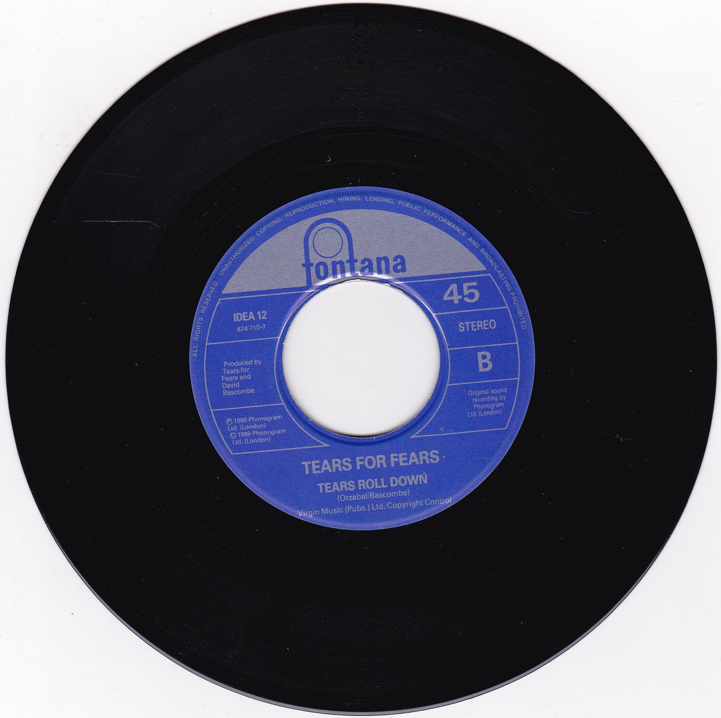 Tears For Fears – Sowing The Seeds Of Love (Fontana 1989) 7" vinyl P/S single VG/VG US jukebox