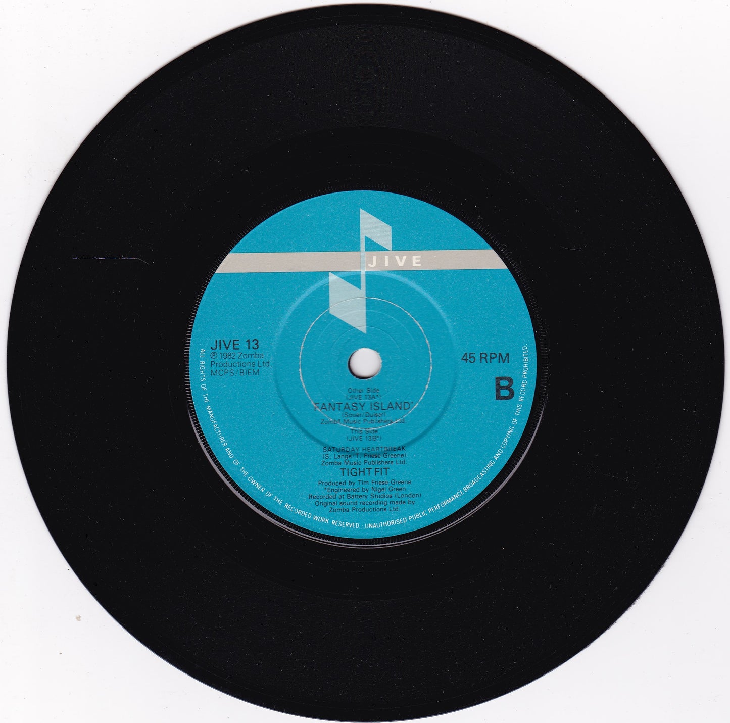 Tight Fit – Fantasy Island (Jive 1982) 7" vinyl single VG/-