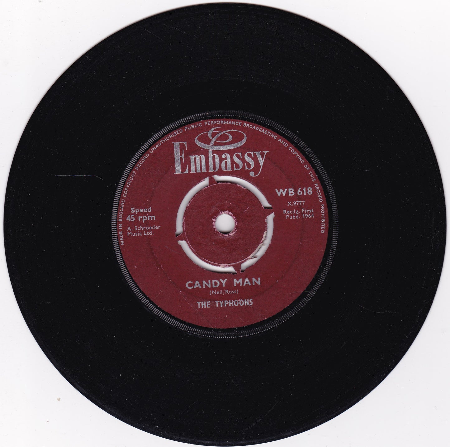 The Typhoons - Bits And Pieces (Embassy 1964) 7" vinyl single VG/G+