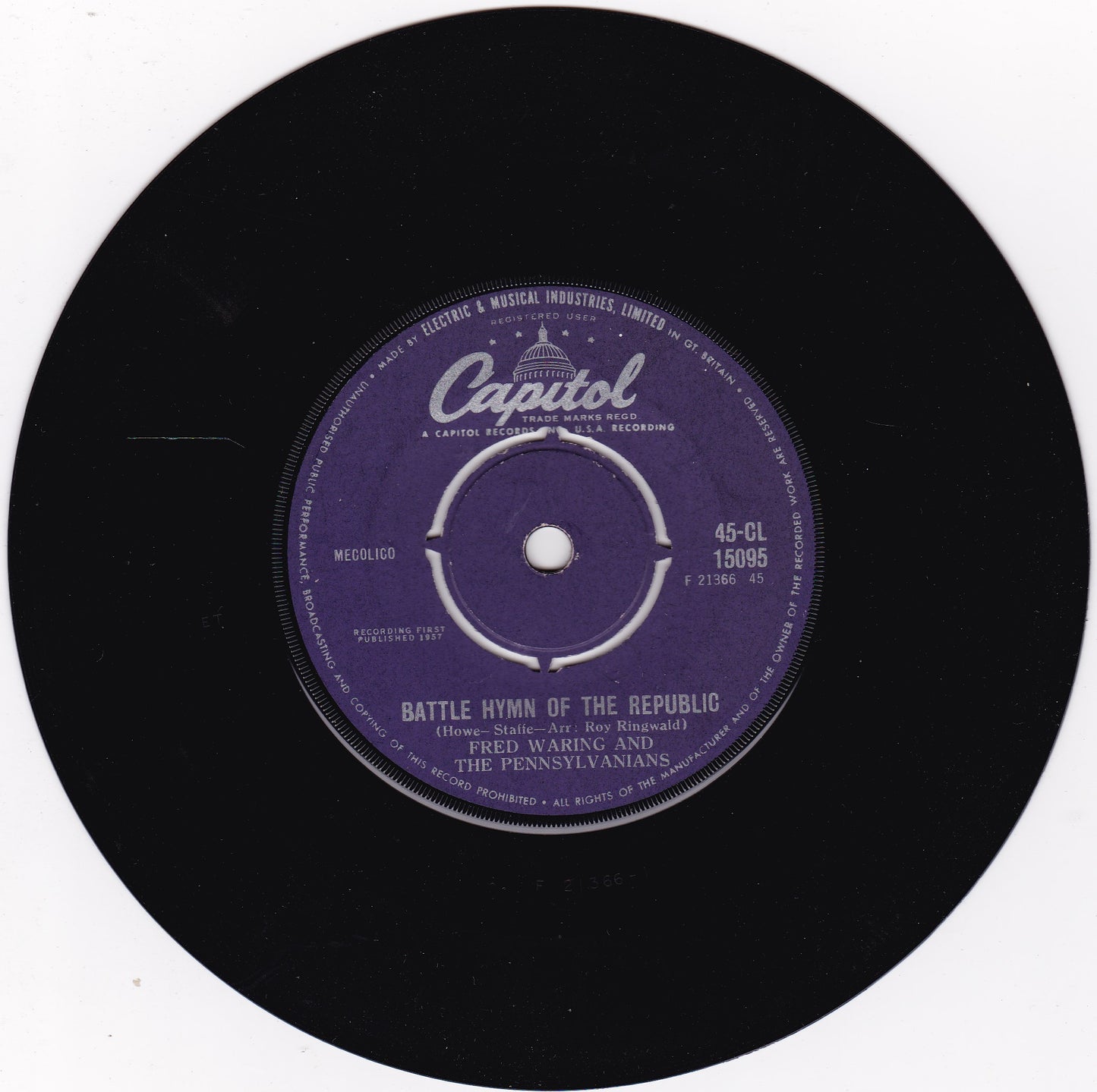 Fred Waring And The Pennsylvanians – Battle Hymn Of The Republic 7" vinyl single G+/-