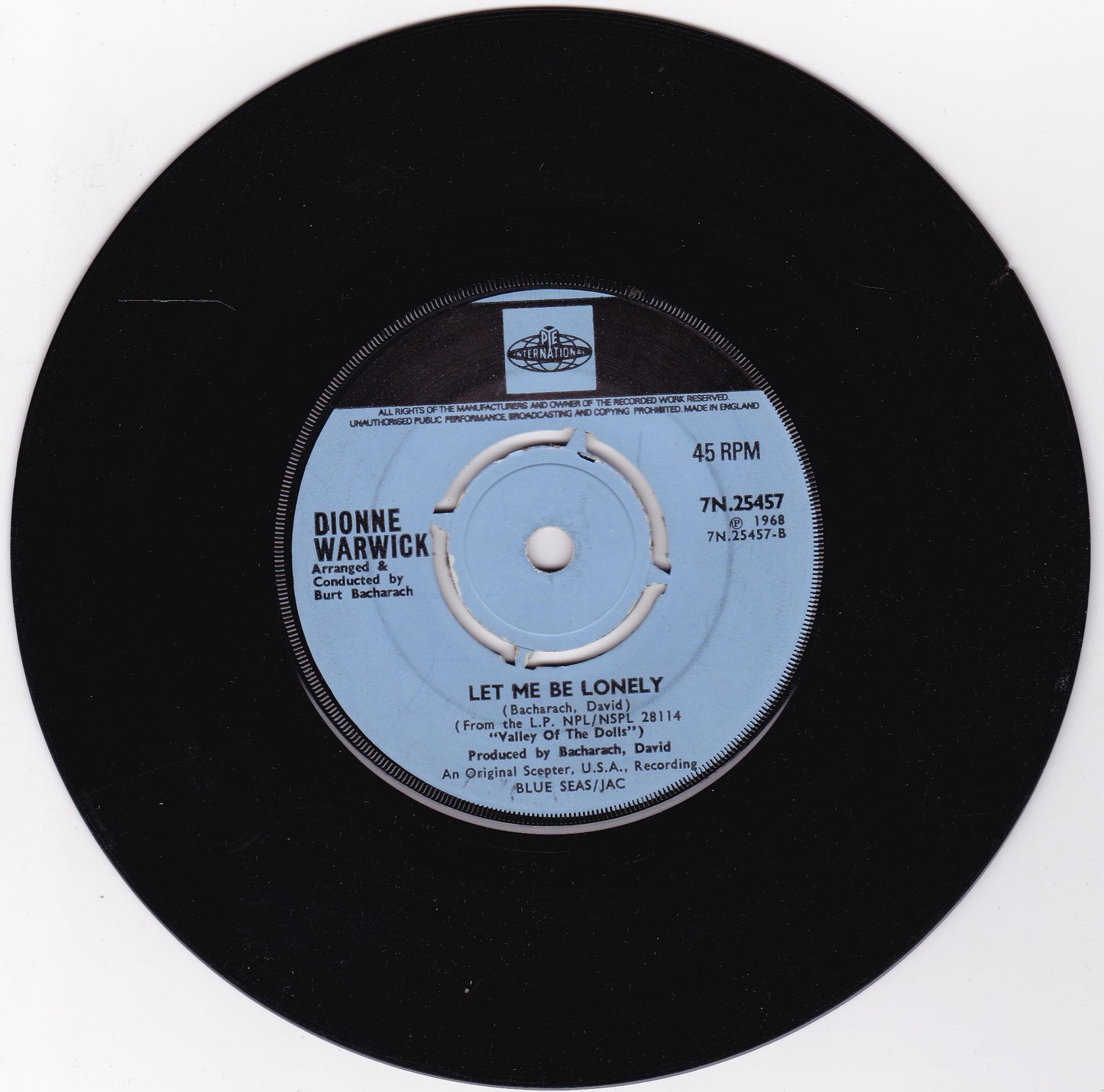 Dionne Warwick – Do You Know The Way To San Jose (Pye 1968) 7" vinyl single VG/-