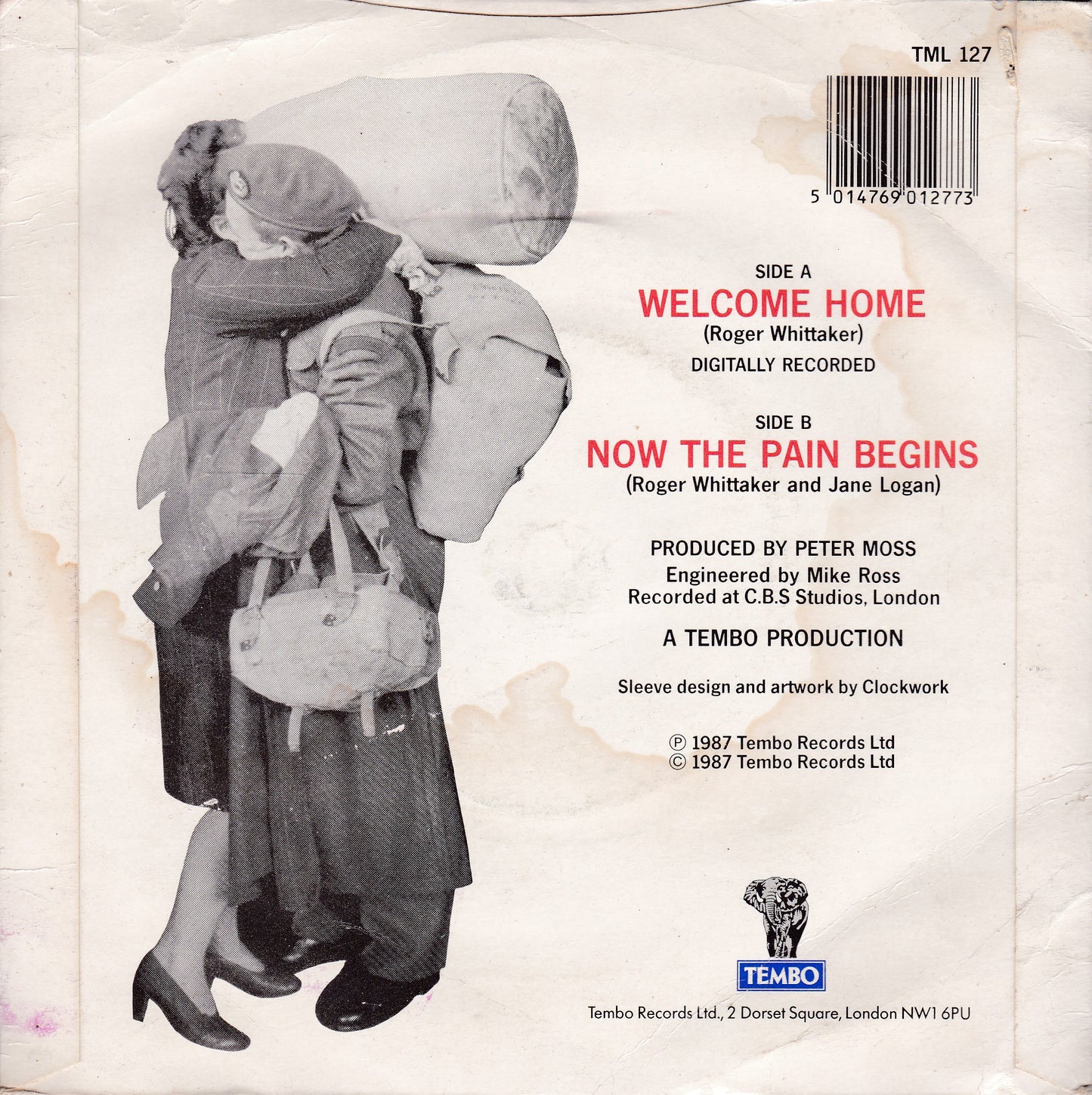 Roger Whittaker – Welcome Home (Tembo 1987) 7" vinyl P/S single VG/G+