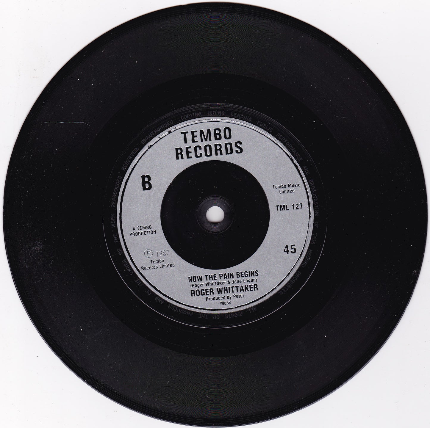 Roger Whittaker – Welcome Home (Tembo 1987) 7" vinyl P/S single VG/G+