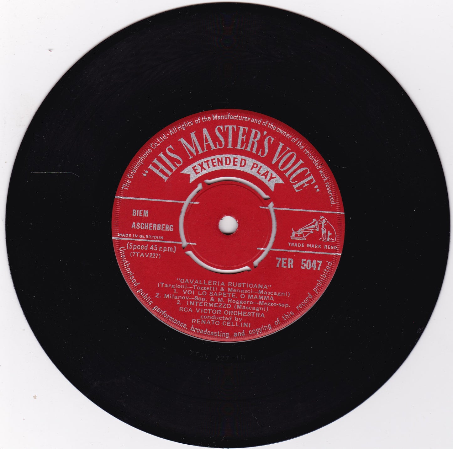 Mascagni - Cavalleria Rusticana (HMV) 7" vinyl P/S EP VG/VG