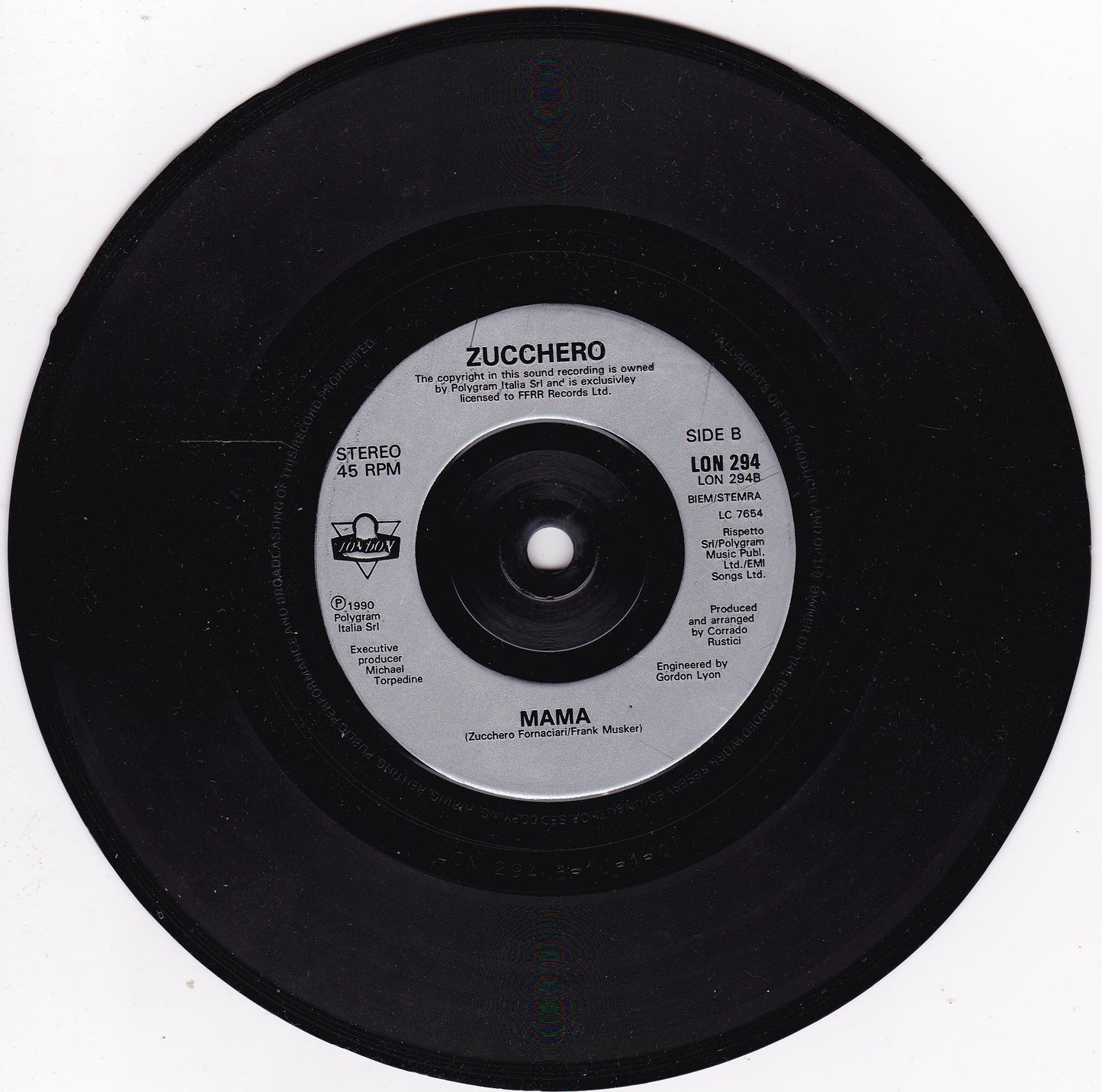 Zucchero, Paul Young – Senza Una Donna (Without A Woman) (London 1991) 7" vinyl single VG/-