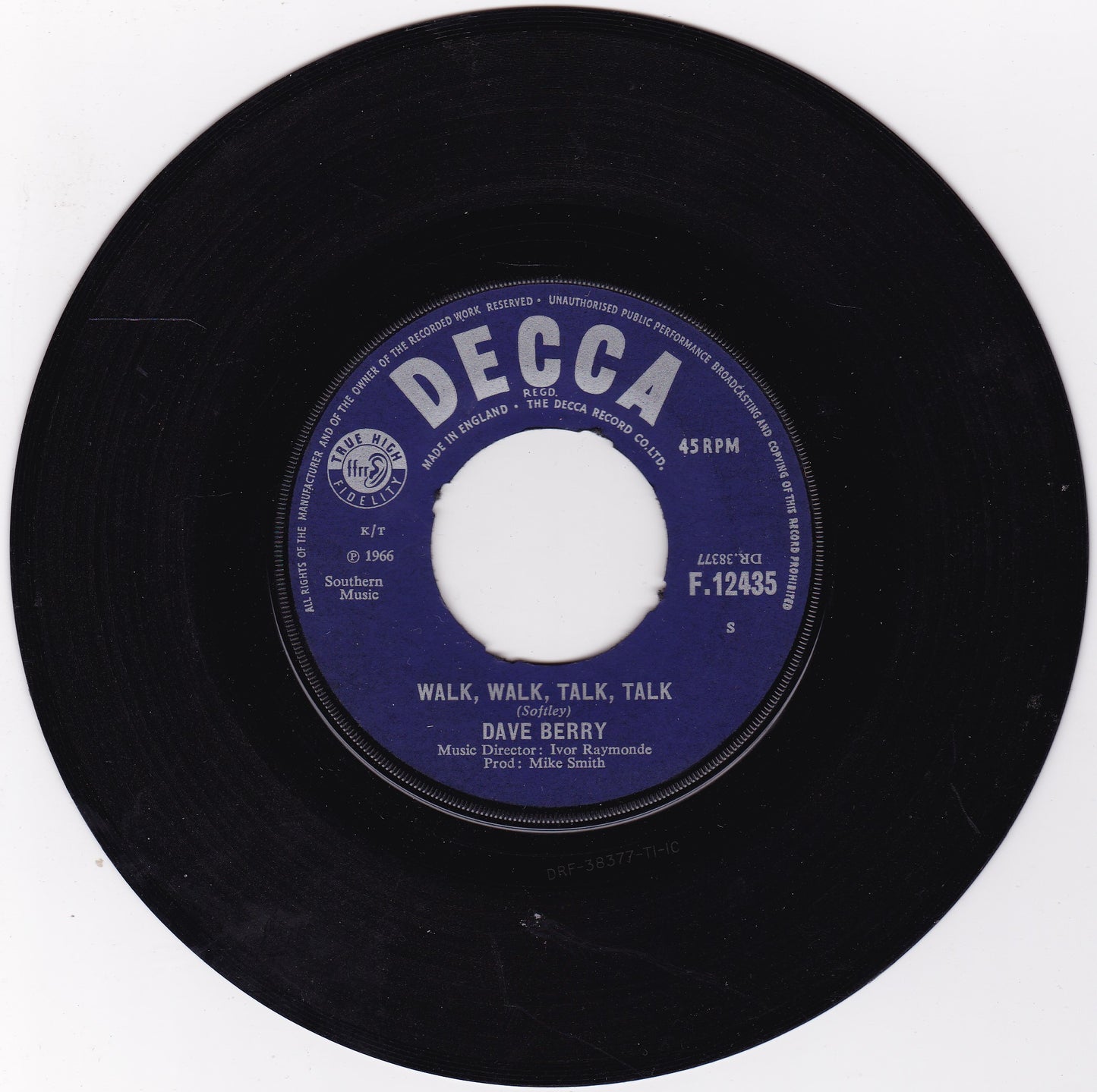 Dave Berry – Mama (Decca 1966) 7" vinyl single VG/- jukebox centre