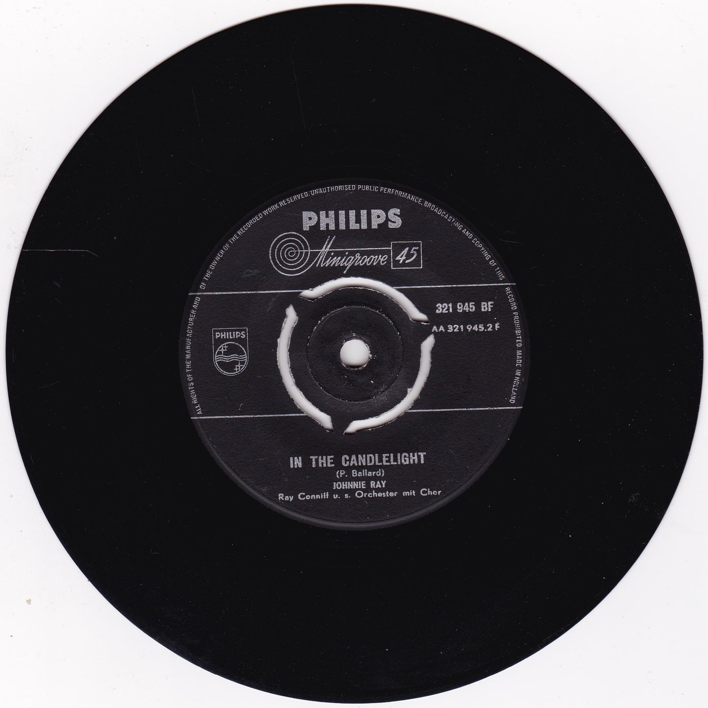 Johnnie Ray – Just Walking In The Rain (Philips 1954) 7" vinyl single G+/VG Netherlands