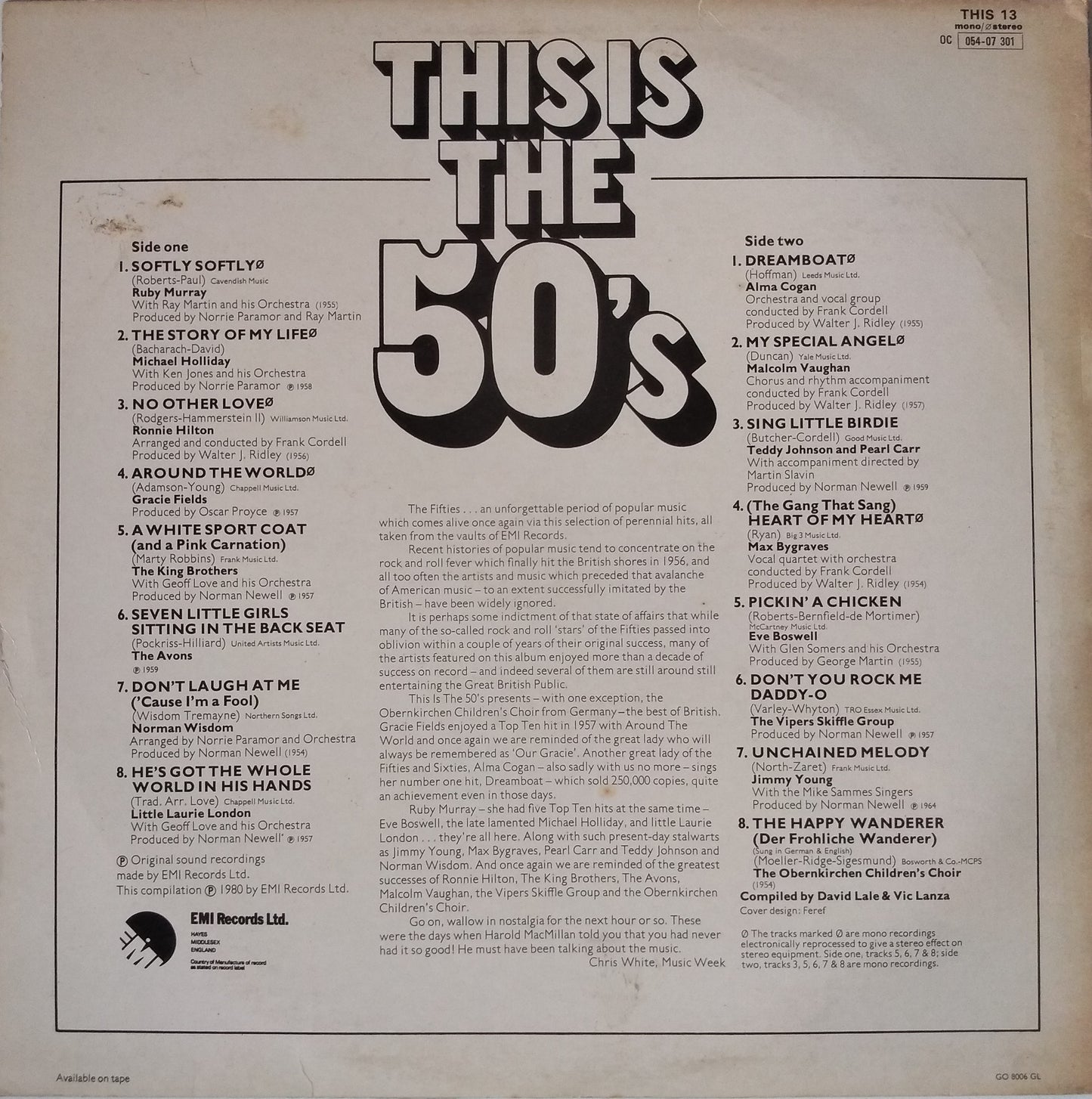 Various – This Is The 50's (EMI 1980) 12" vinyl LP VG/VG compilation