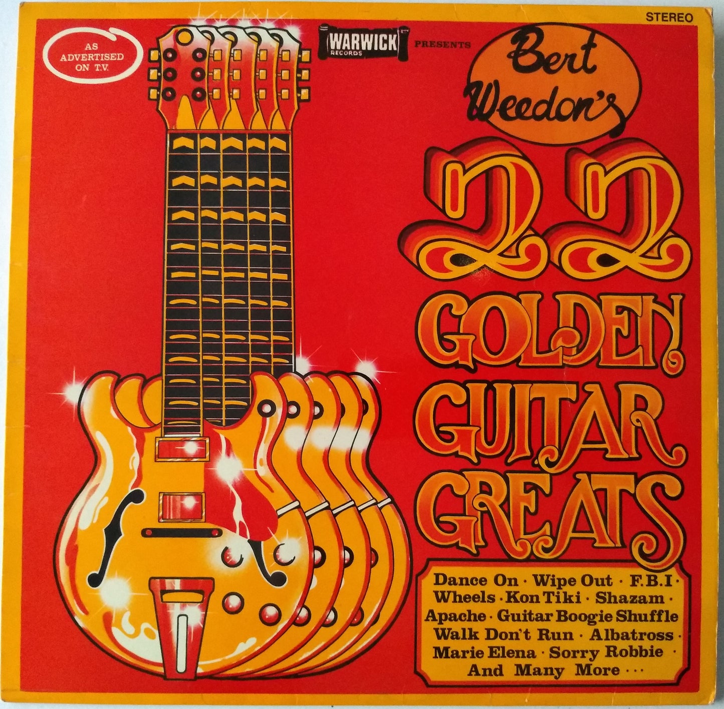 Bert Weedon – Bert Weedon's 22 Golden Guitar Greats (Warwick 1976) 12" vinyl LP VG/VG
