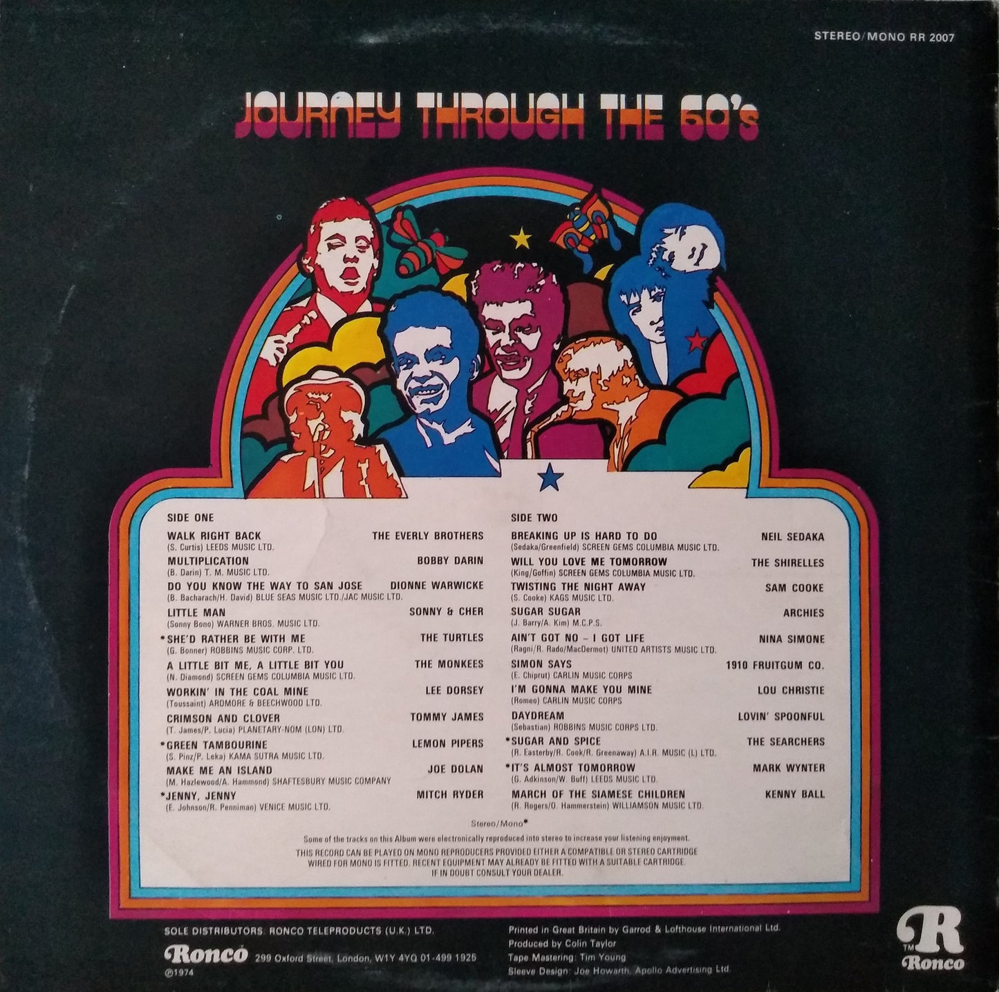 Various – Journey Through The 60's (Ronco 1974) 12" vinyl LP VG/VG