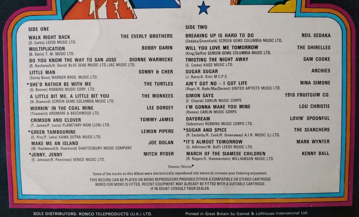 Various – Journey Through The 60's (Ronco 1974) 12" vinyl LP VG/VG